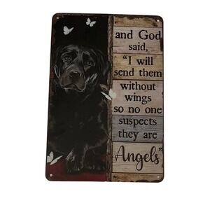 Labrador Dog Angel Metal Sign Rustic Wall Art Decor Pet Memorial Gift